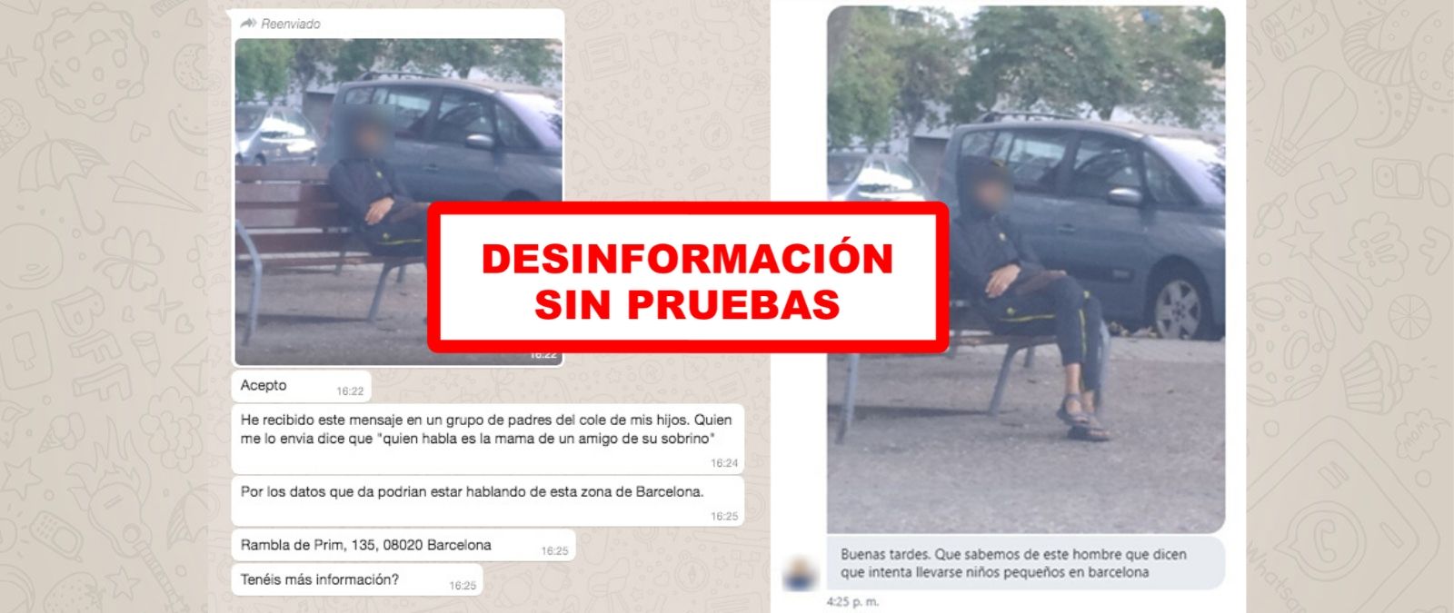 No, no hay pruebas de que un hombre haya intentado secuestrar niños en el  distrito de Sant Martí o en Sant Adrià del Besòs (Barcelona)* ·   - Periodismo para que no