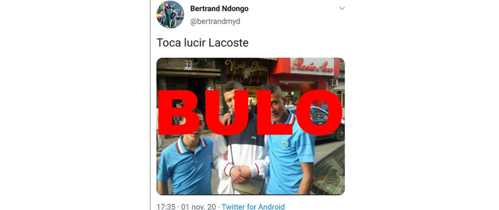 Tuit de un dirigente de Vox en el que difunde el bulo de que los chicos con polos de Lacoste robaron las prendas en Logroño