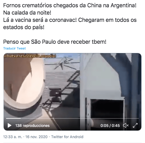 Captura de pantalla de bulo en Brasil