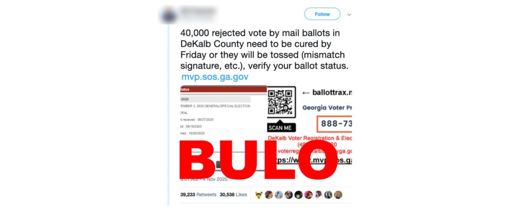 No, no se van a tirar "40.000 votos rechazados" en el condado de DeKalb (Georgia) si no se corrigen antes del viernes