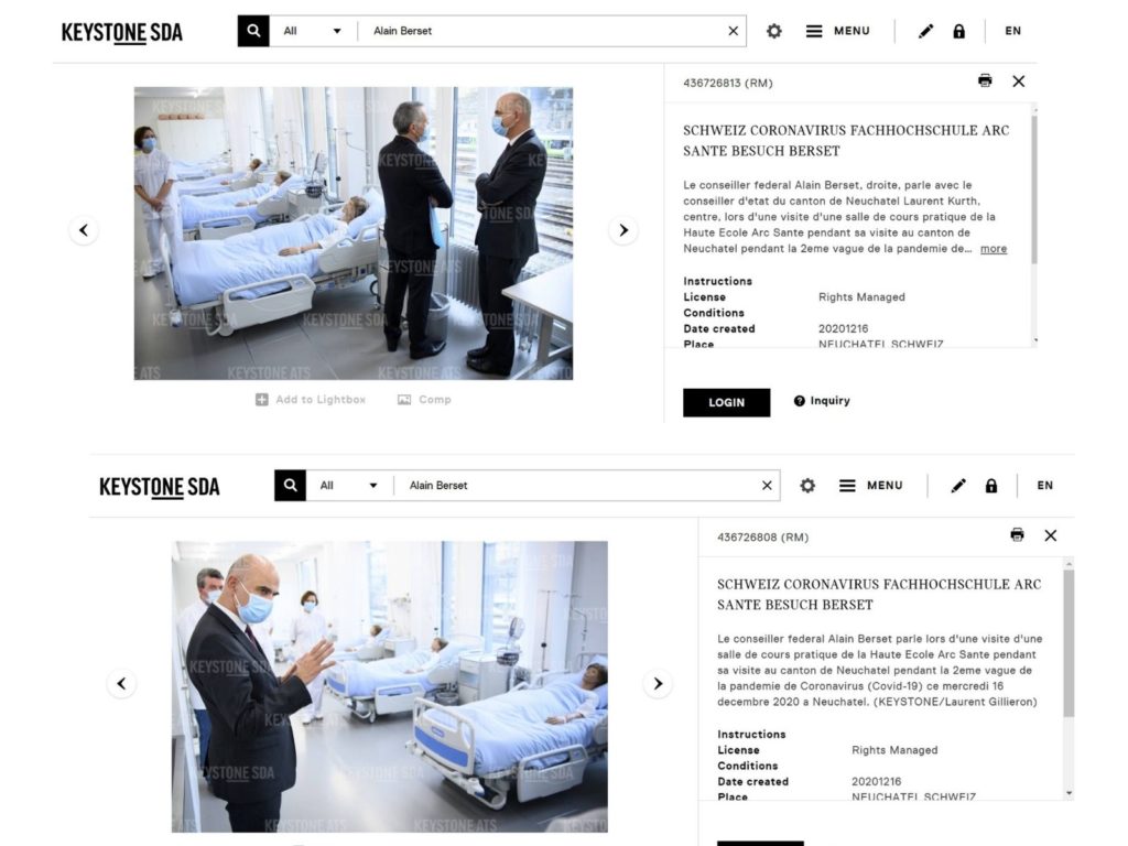 Capturas de las imágenes del ministro de Sanidad suizo, Alain Berset, en la Haute École Arc de Neuchatel.