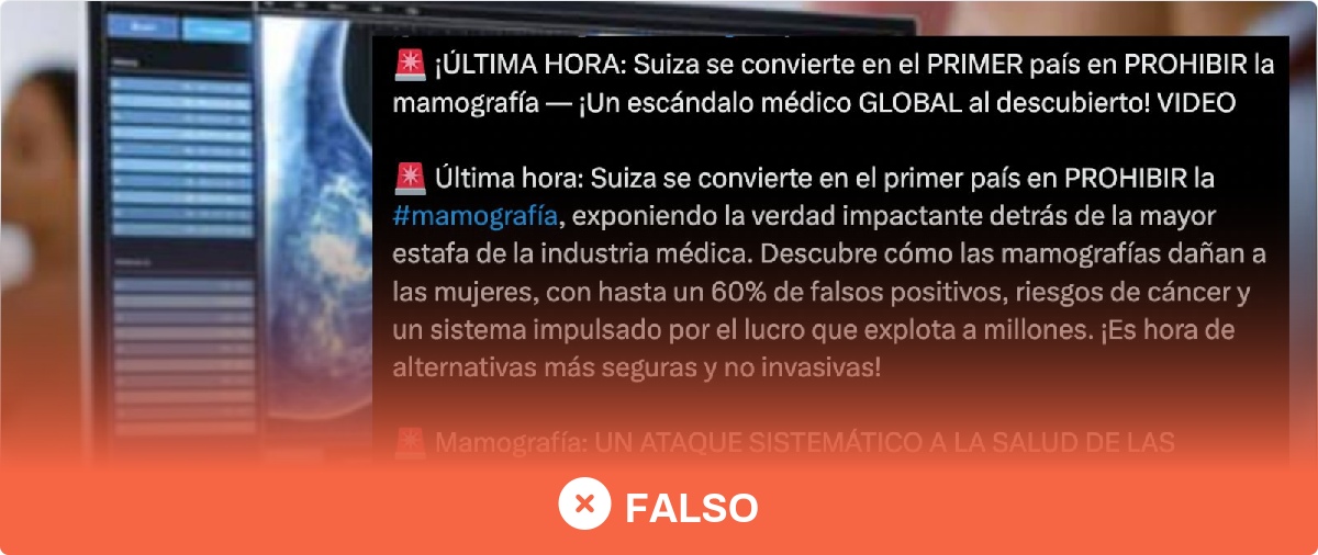 Suiza no ha prohibido las mamografías, a abril de 2026