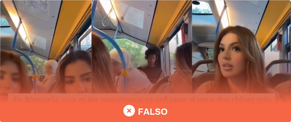 No, esta mujer musulmana no está increpando a dos jóvenes por no llevar hiyab en un autobús en este vídeo: les pide no aparecer en el vídeo que están grabando
