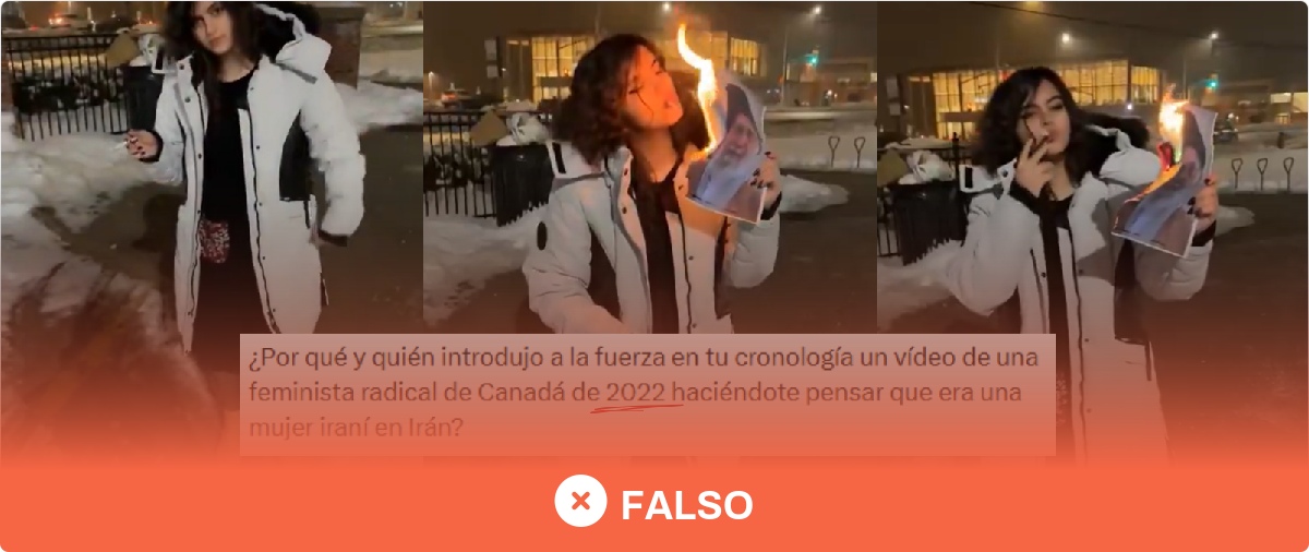 Estas imágenes de una mujer quemando una foto del ayatolá Jamenei no son antiguas, son del 7 de enero de 2026