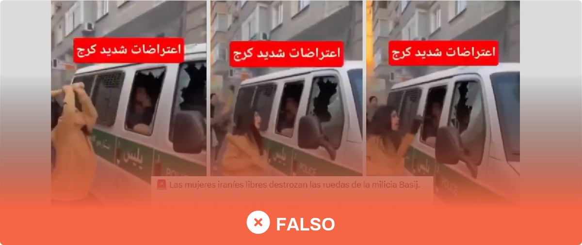 Este vídeo de mujeres iraníes destrozando un coche “de la milicia Basij” no es real: está creado con inteligencia artificial