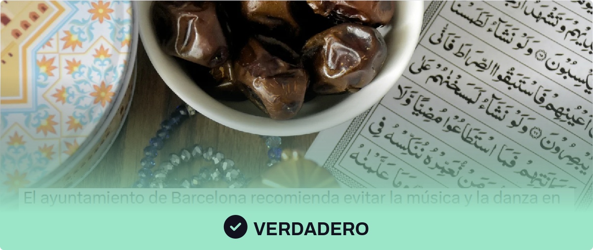 Sí, el Ayuntamiento de Barcelona recomienda en una guía alternativas a la música o la danza durante el Ramadán en centros educativos por respeto al alumnado musulmán