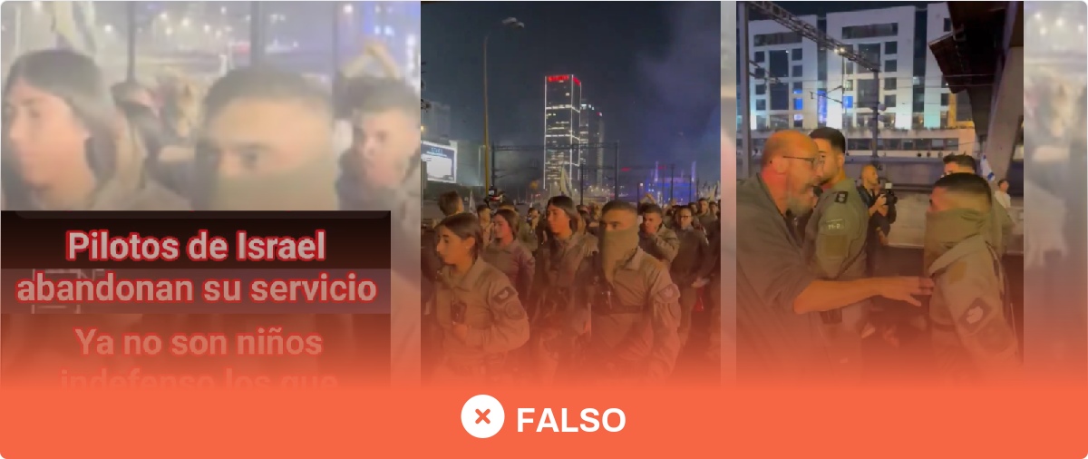 No, este vídeo no muestra “pilotos israelíes abandonando su servicio para no enfrentarse a Irán”: es una manifestación en Israel de 2024