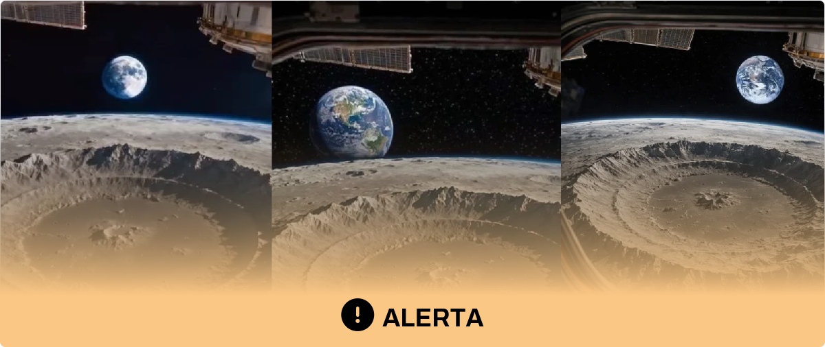 Cuidado con estas imágenes de un cráter de la Luna supuestamente tomadas por Artemis II: no las ha publicado la NASA y tienen indicios de haber sido generadas con IA