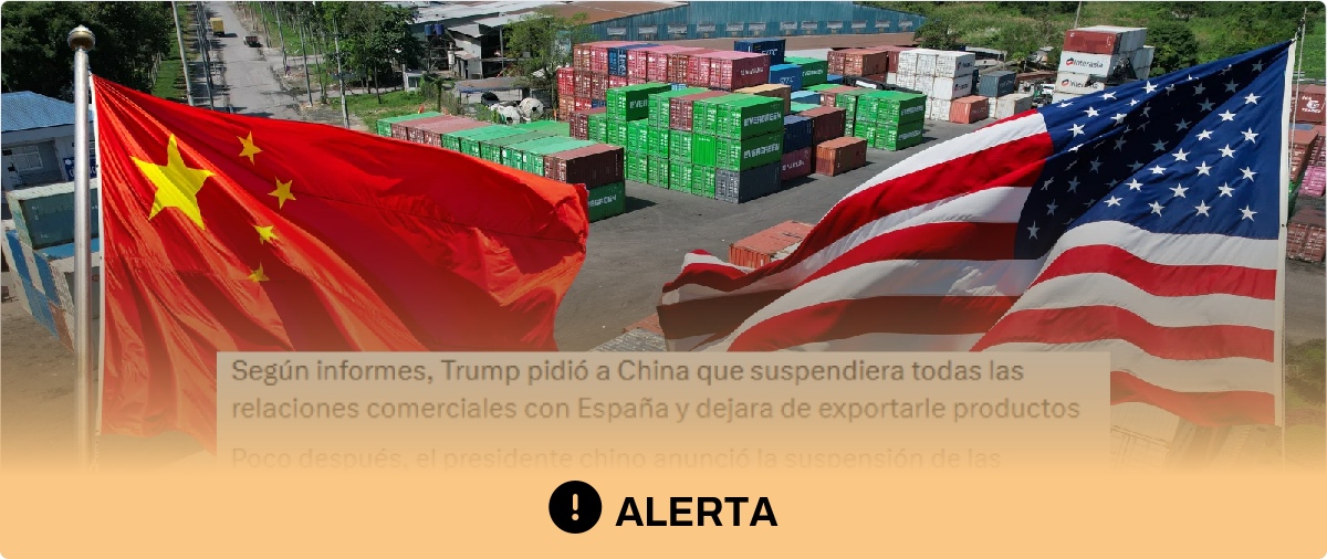 Cuidado con los contenidos que afirman que China ha cortado la exportación de fertilizantes a Estados Unidos después de que Trump le pidiese no comercializar con España: no hay pruebas ni de la petición de Trump ni de la supuesta decisión de...