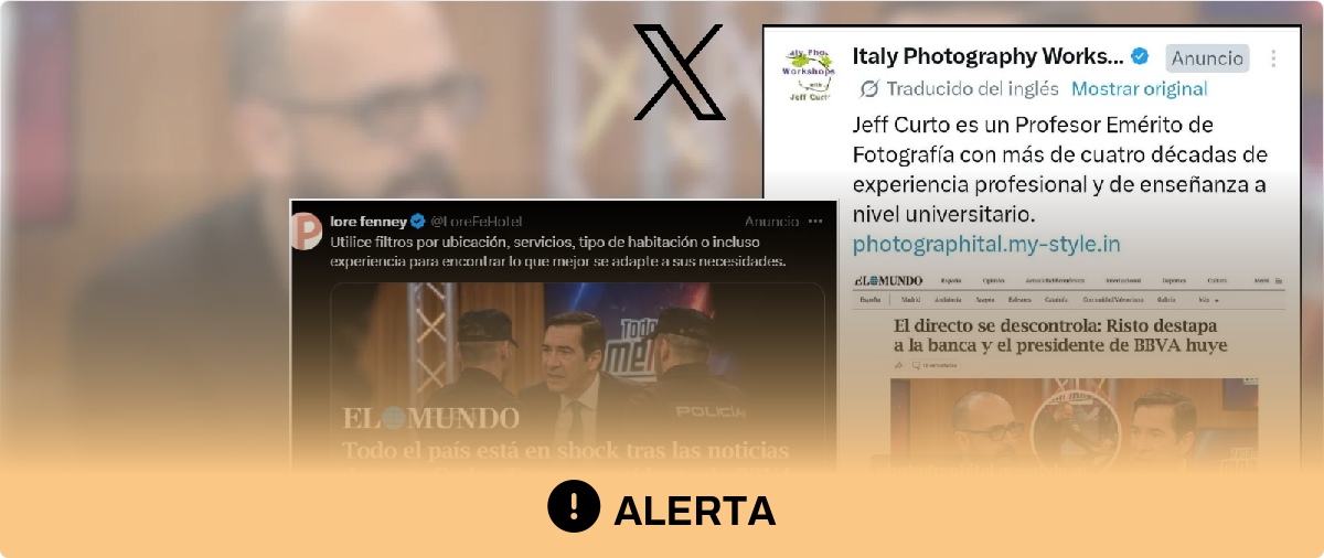 Cuidado con estos anuncios de Twitter (X): el texto del tuit no guarda relación con el enlace y redirigen a artículos falsos que promocionan supuestas plataformas de inversión