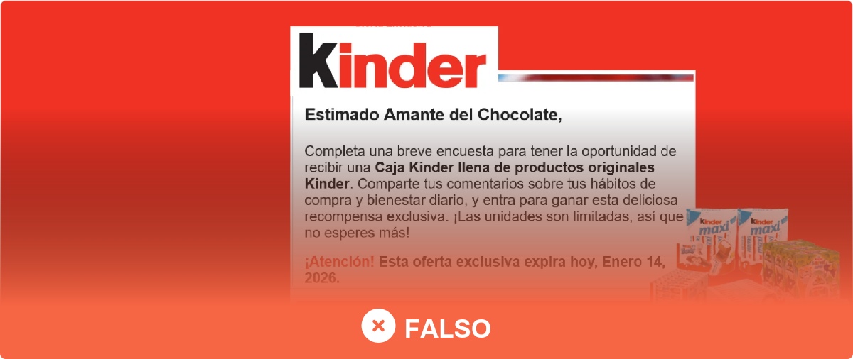 El timo de la supuesta caja especial de chocolates de Kinder gratis por responder una encuesta