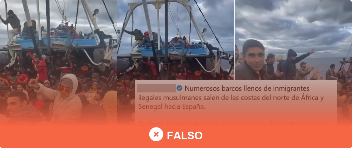 No, este vídeo no muestra "barcos llenos de inmigrantes" rumbo a España en 2026 ni tiene relación con la regularización de migrantes