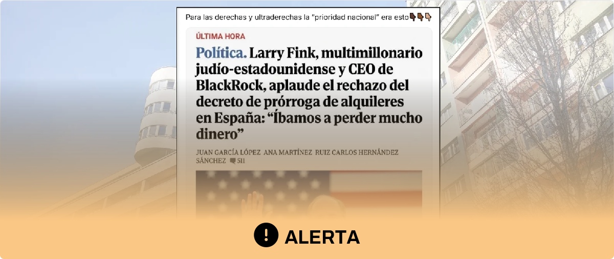 El CEO de BlackRock y la supuesta cita "íbamos a perder mucho dinero" sobre la prórroga tumbada de los alquileres: esta imagen es un montaje y no hay rastro de las declaraciones