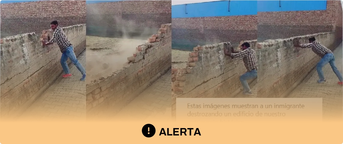 Cuidado con este vídeo en el que un hombre supuestamente derriba "patrimonio histórico" en España o Londres: la persona que aparece afirma que se grabó en India