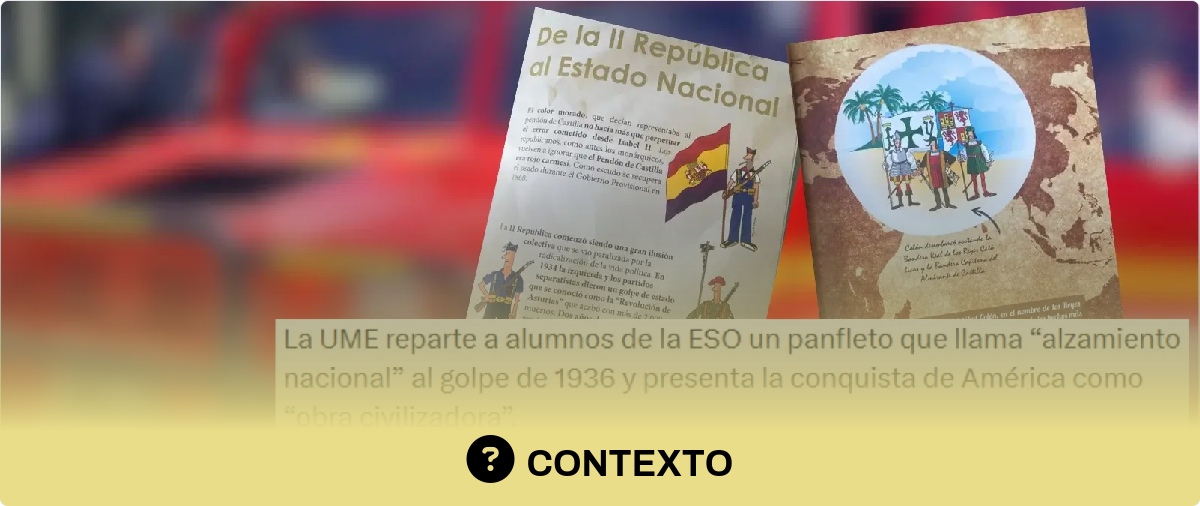 Qué sabemos de la supuesta entrega por parte de la UME a los estudiantes de un instituto de Madrid de un folleto en el que se llama “alzamiento nacional” al golpe de Estado de 1936 y “obra civilizadora” a la conquista de América