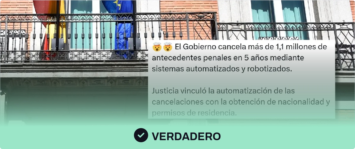 Sí, entre 2021 y 2025 la Justicia canceló "más de un millón" de expedientes de antecedentes penales mediante sistemas automatizados