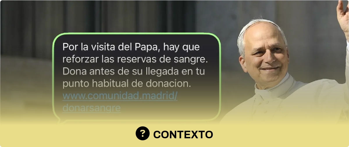 Qué sabemos del SMS que invita a donar sangre por la visita del Papa León XIV: es una medida preventiva ante posibles complicaciones de movilidad