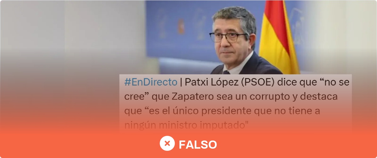 No, Zapatero no es "el único presidente sin ningún ministro imputado": Blanco fue imputado mientras era ministro y Álvarez y Chávez fueron condenados por el 'caso de los ERE'