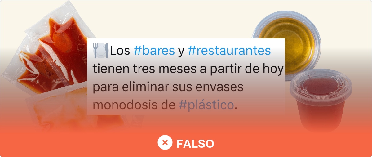 No, los bares y restaurantes no tienen tres meses para eliminar sus envases monodosis de plástico: su prohibición definitiva será el 1 de enero de 2030