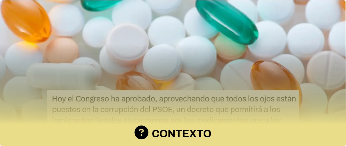 El real decreto aprobado sobre el copago farmacéutico y las afirmaciones de que los "inmigrantes ilegales" pagan menos que los españoles con rentas bajas: pagan lo mismo que los trabajadores con rentas inferiores a 9.000 euros