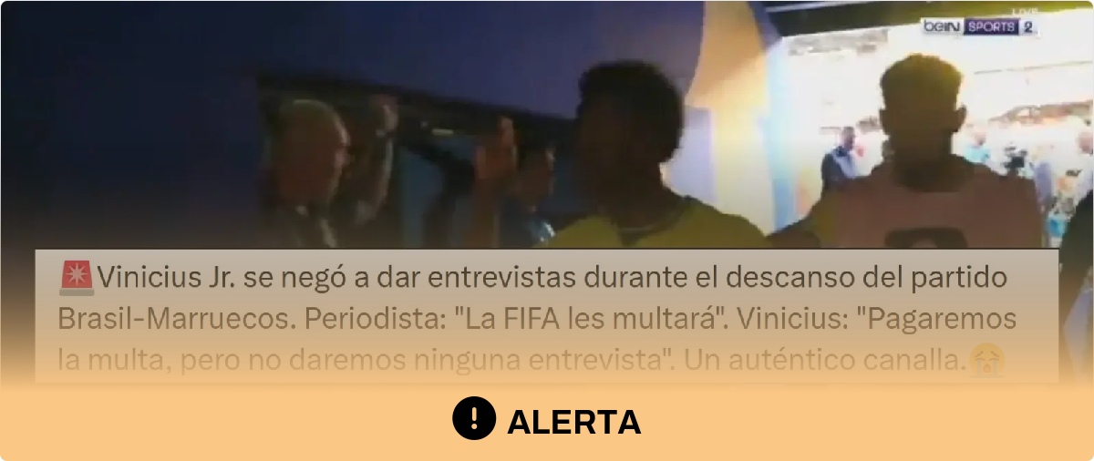 No hay rastro de la supuesta declaración de Vinicius sobre que los jugadores de Brasil no darán entrevistas en el descanso de los partidos del Mundial y que pagarán la multa