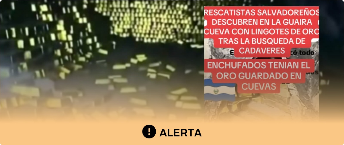 Cuidado con los contenidos que muestran supuestamente a unos rescatistas salvadoreños en una cueva llena de oro: el vídeo tiene etiqueta de IA