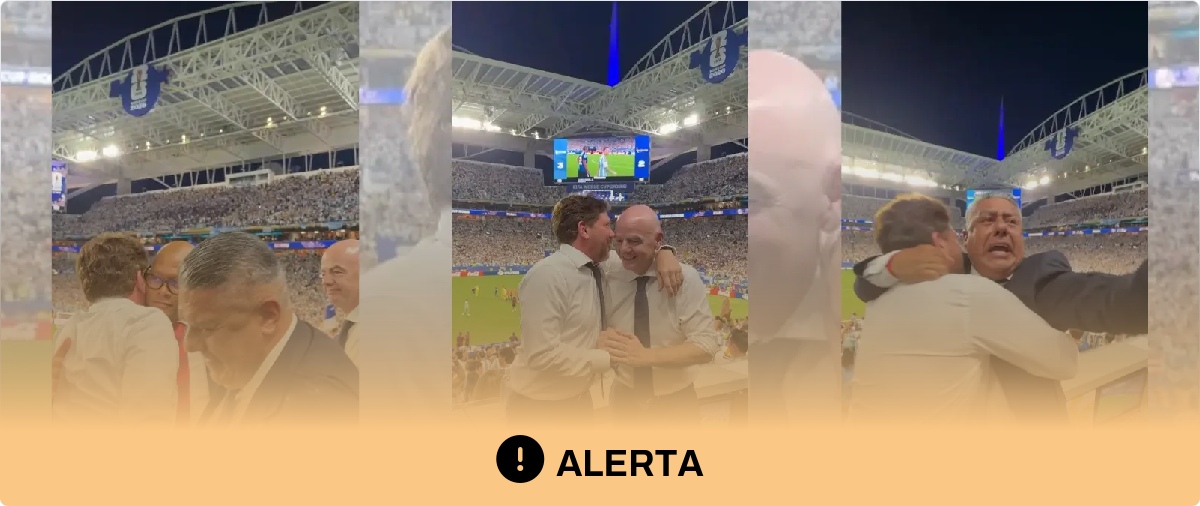 El vídeo de Gainni Infantino, Alejandro Domínguez y Chiqui Tapia abrazándose tras el partido Argentina-Cabo Verde del Mundial 2026: las imágenes son reales, pero circula con un audio creado con IA