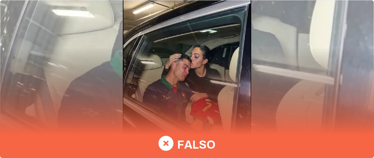 Esta imagen de Cristiano Ronaldo y Georgina Rodríguez llorando en un coche no es real: ha sido generada con IA·Maldita.es - Periodismo para que no te la cuelen
