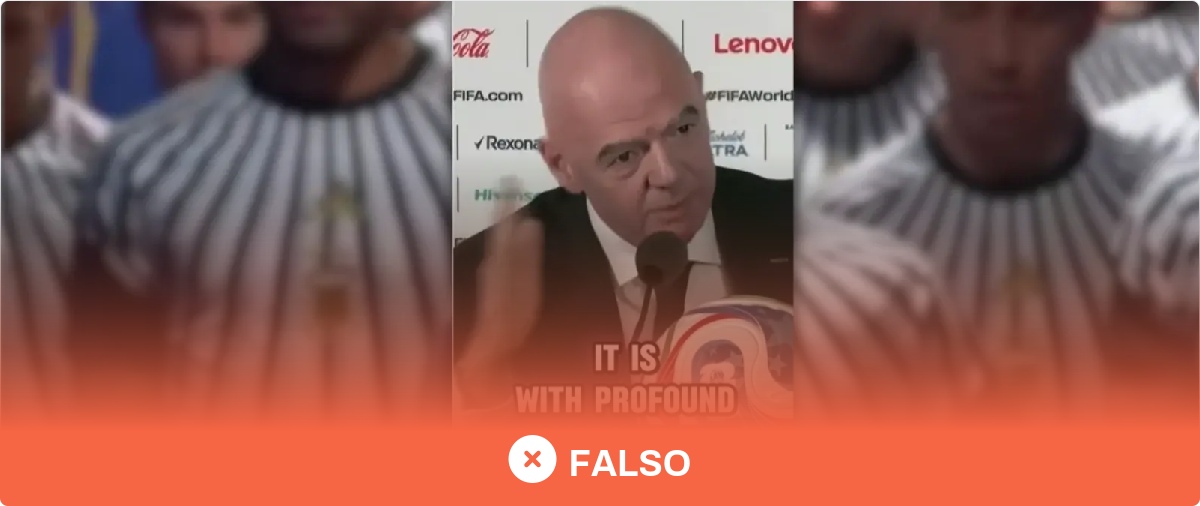 Infantino, presidente de la FIFA, no muestra su "profunda decepción" con Argentina tras la final del Mundial en este vídeo: está manipulado con IA·Maldita.es - Periodismo para que no te la cuelen