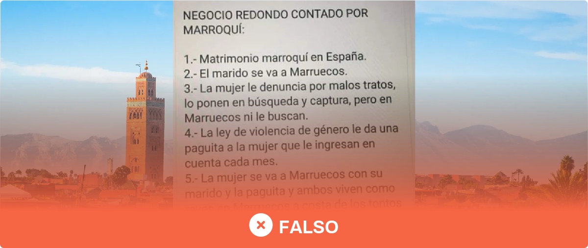 No, las mujeres marroquíes no reciben "una paguita de por vida" si denuncian violencia de género y se van a Marruecos