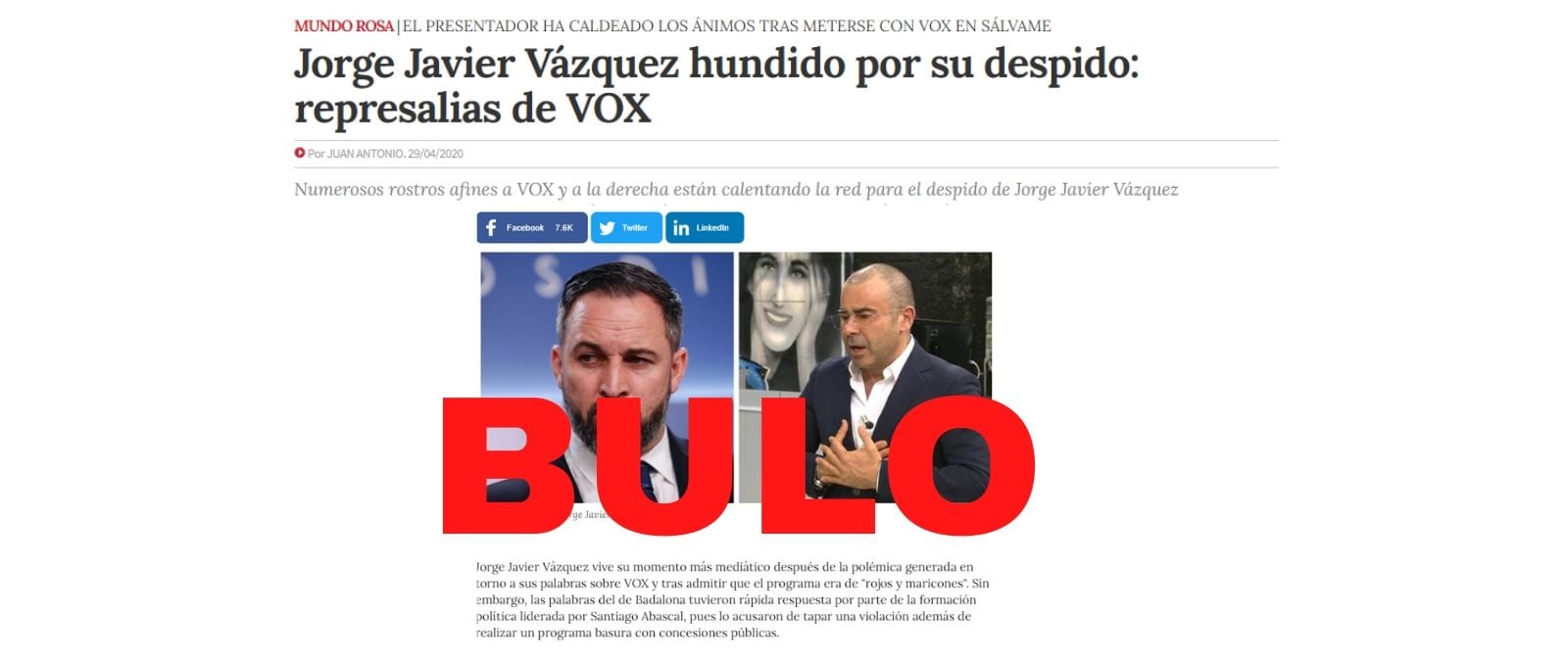 Image accompanying Jorge Javier Vázquez hundido por su despido: represalias de VOX