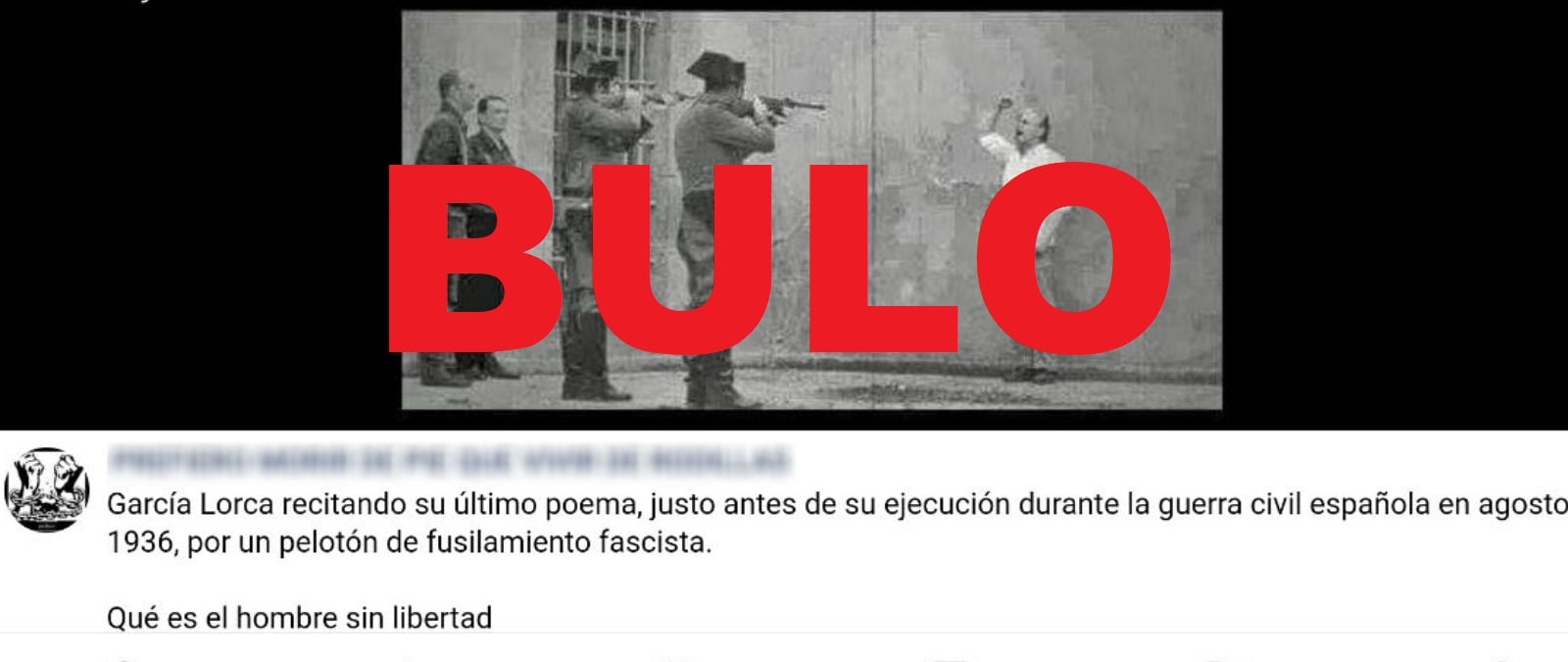 Image accompanying García Lorca recitando su último poema, justo antes de su ejecución