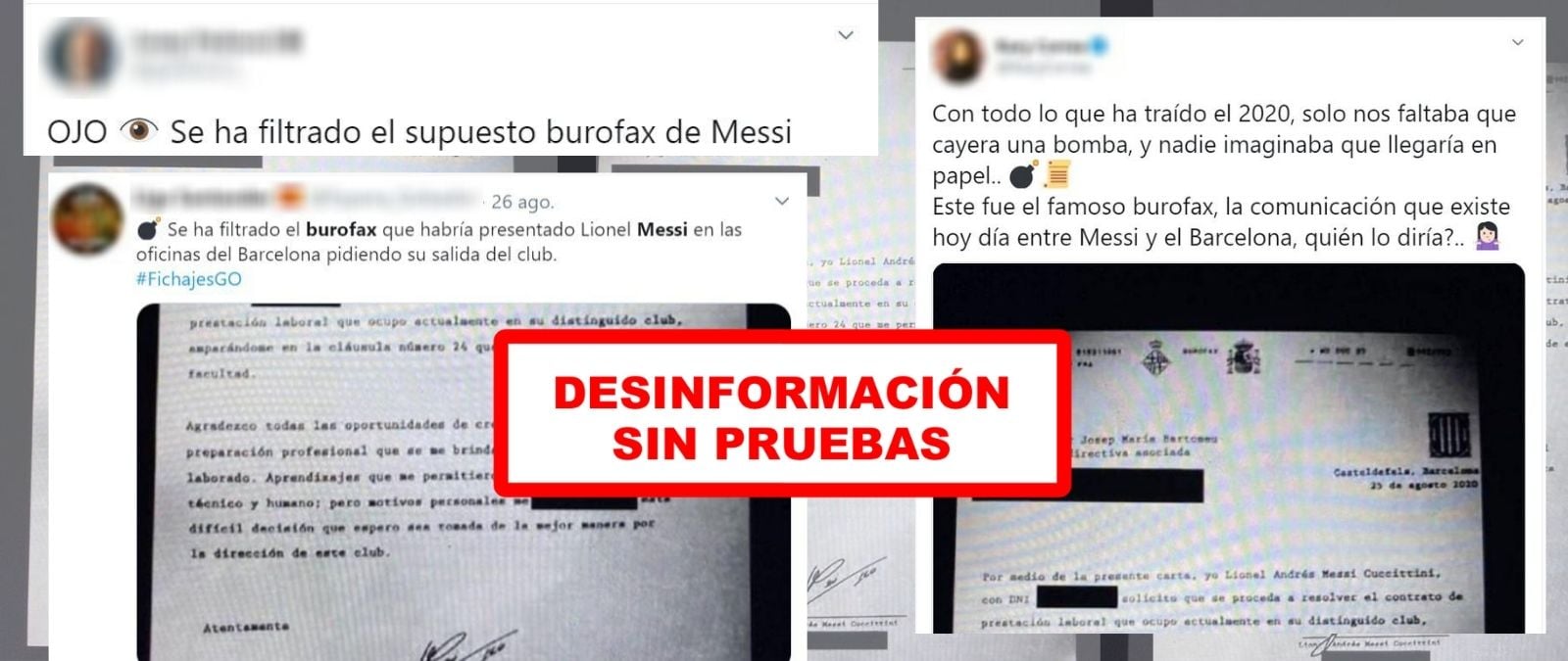 Image accompanying Una foto del burofax enviado por Messi al Barcelona para anunciar su decisión de abandonar el club
