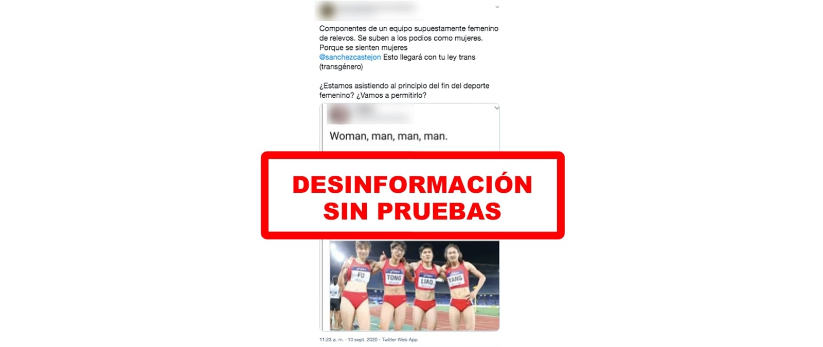Image accompanying Foto de atletas chinas de un equipo femenino de relevos que son hombres o mujeres trans