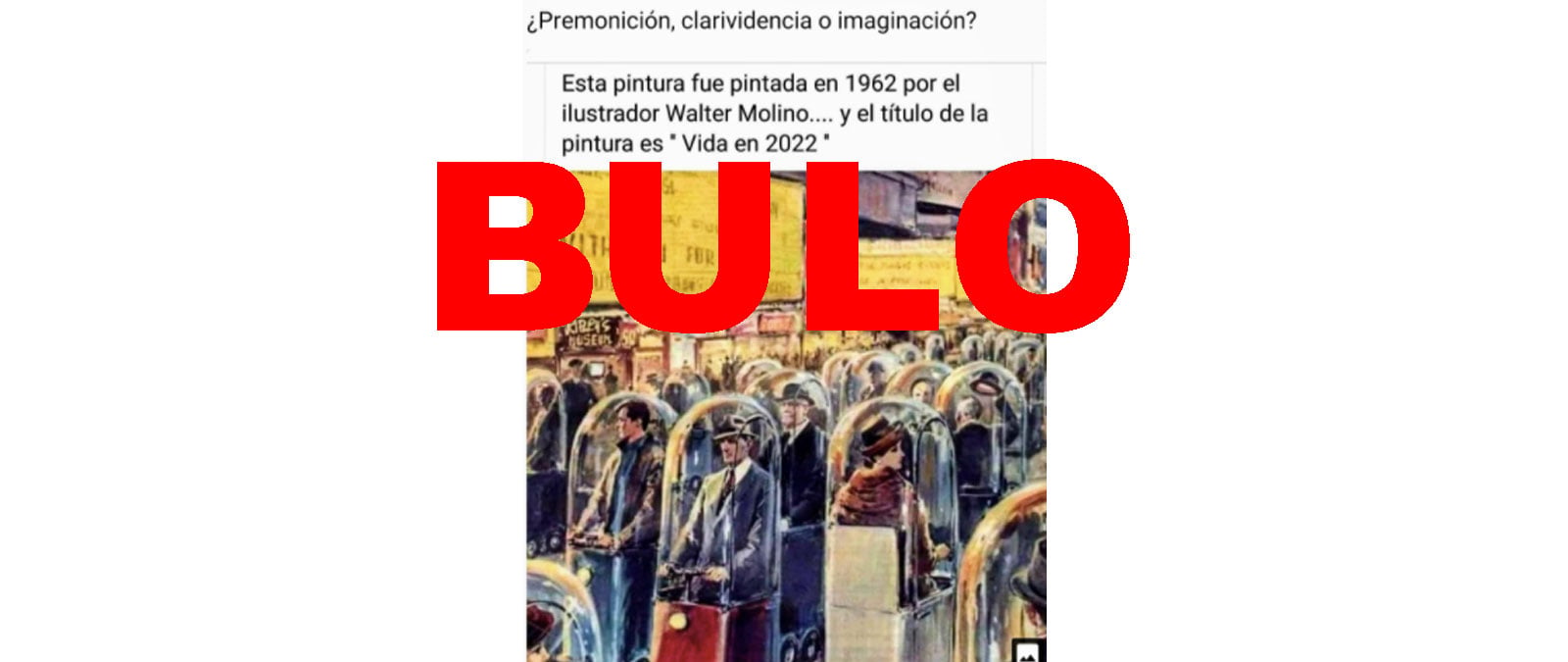 Image accompanying Esta pintura fue pintada en 1962 por el ilustrador Walter Molino y el título de la pintura es 'Vida en 2022'