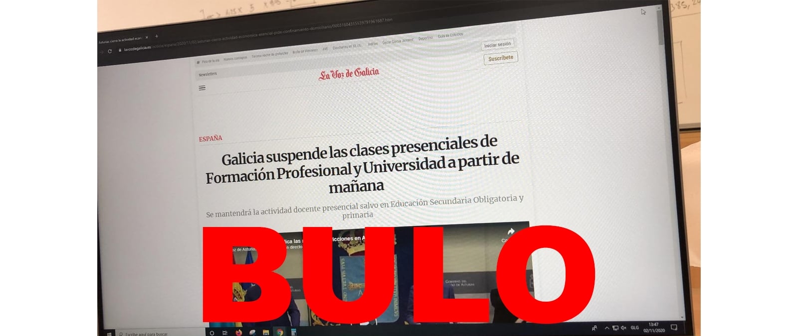 Image accompanying Titular de 'La Voz de Galicia': Galicia suspende las clases presenciales de Formación Profesional y Universidad a partir de mañana