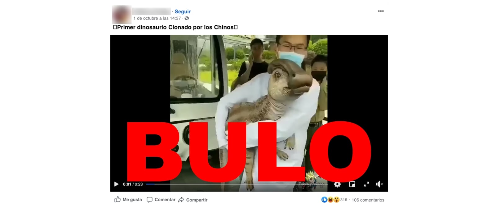 Image accompanying Vídeo del primer dinosaurio clonado por los chinos