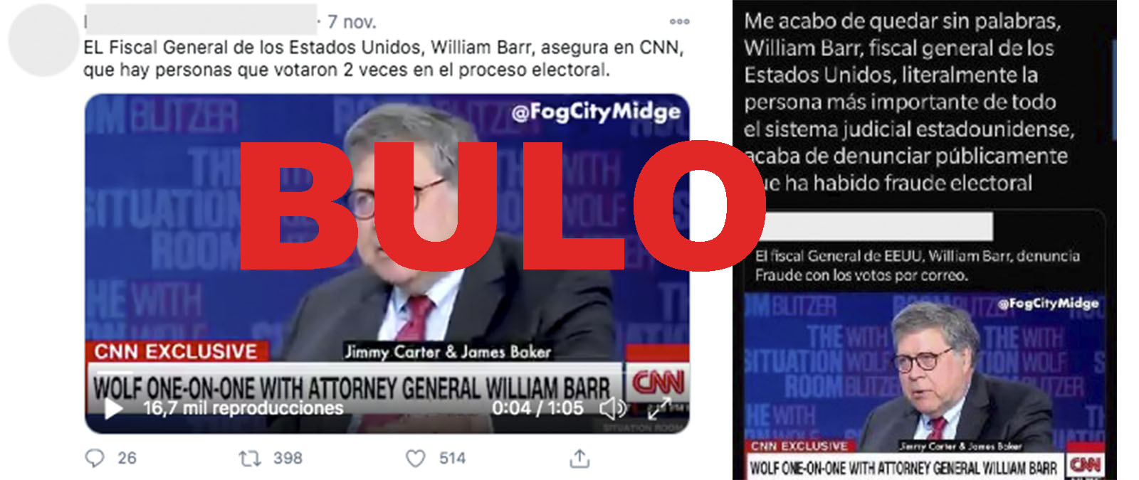 Image accompanying El fiscal general de Estados Unidos, William Barr, acaba de denunciar fraude electoral y que se ha votado dos veces.