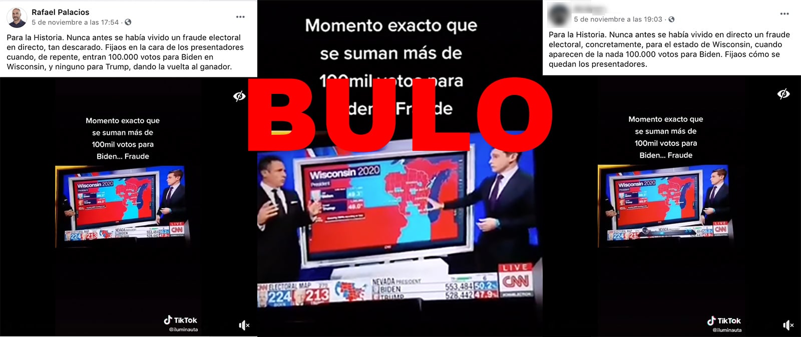 Image accompanying Fraude electoral de Joe Biden al sumar de repente 100.000 votos en Wisconsin.