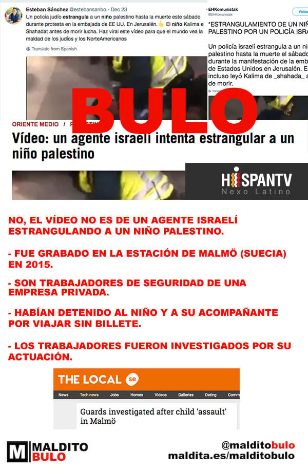 No, este vídeo no es de un agente israelí estrangulando a un niño palestino