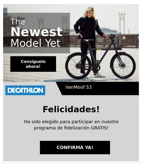 No, no te elegido para recibir un modelo de bicicleta a cambio de responder encuesta sobre tu experiencia como cliente: es 'phising' - Maldita.es