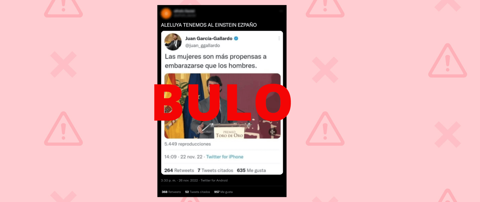 García no tuiteado "mujeres más a embarazarse que hombres” · Maldita.es - Periodismo para que no te la