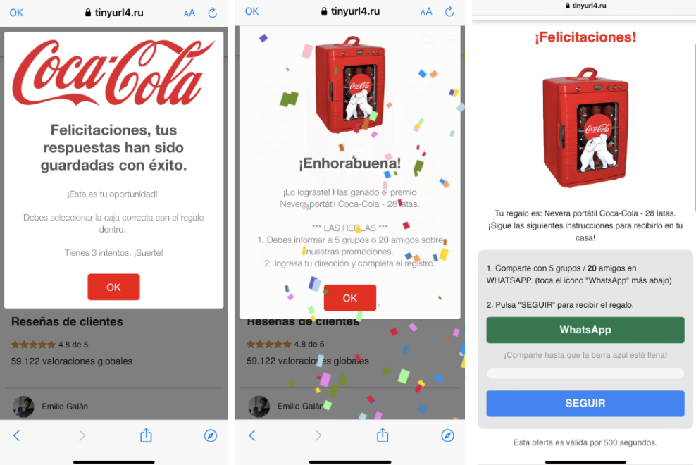 Coca-Cola no está regalando una mini nevera en WhatsApp: es una nueva  campaña de phishing
