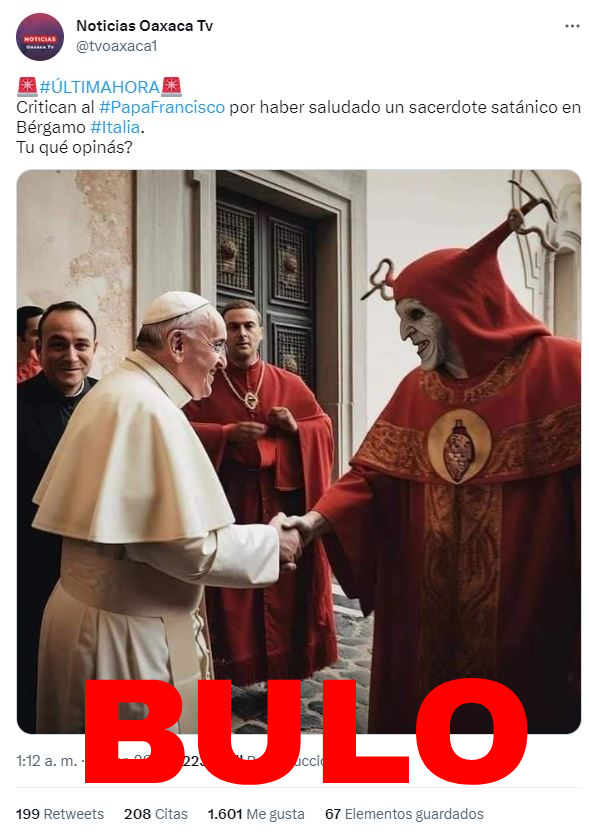 Las imágenes del papa saludando a un sacerdote satánico no son reales, se  han creado con IA ·  - Periodismo para que no te la cuelen