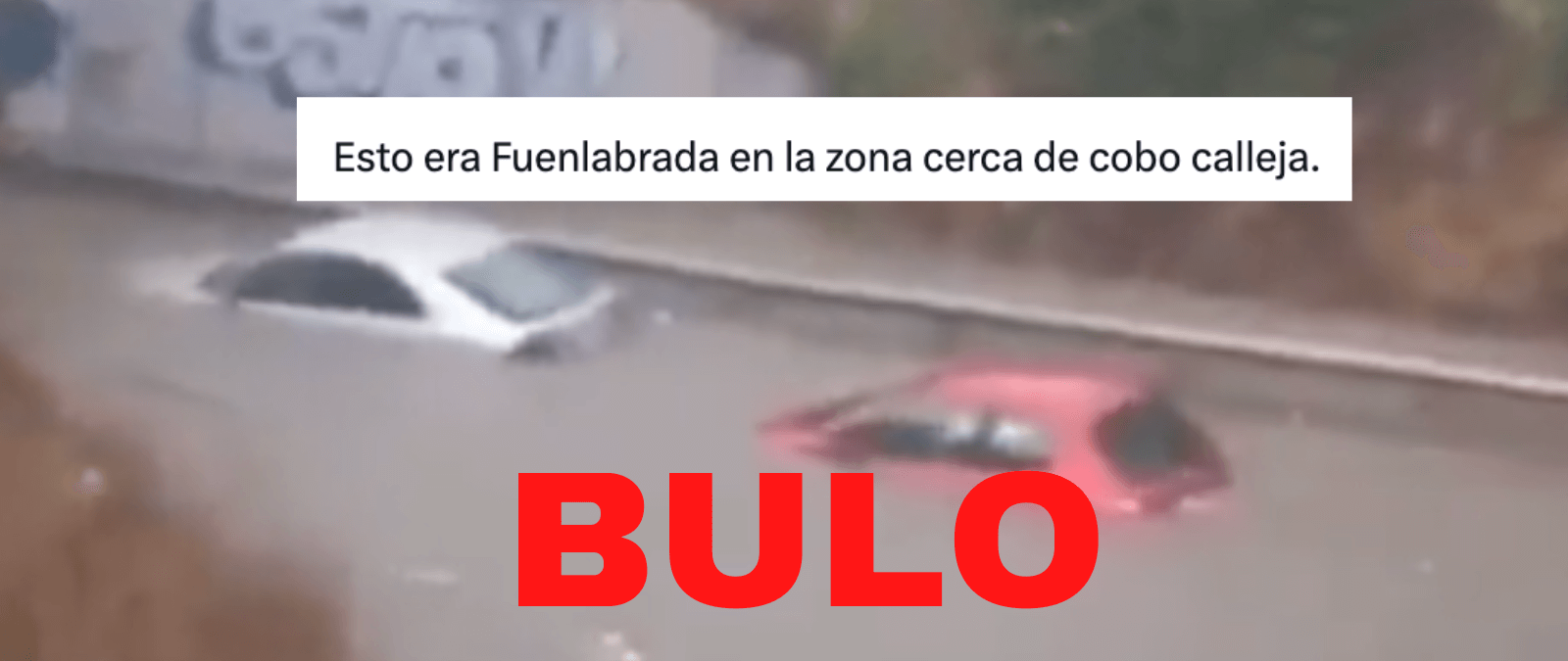 No, este vídeo de dos coches atrapados por la lluvia entre Fuenlabrada y el polígono Cobo Calleja en Madrid no es de la DANA actual: es de 2019