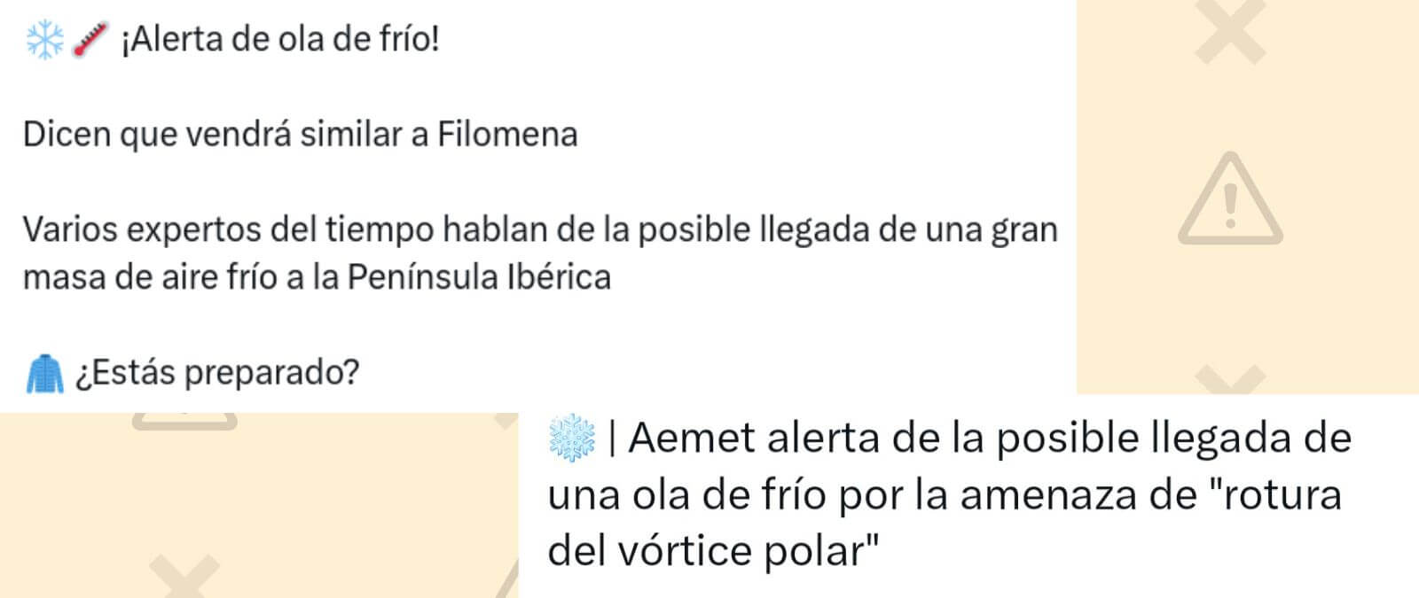 AEMET y una nueva Filomena: la agencia de meteorología NO ha emitido ninguna &quot;alerta por ola de frío&quot; a 28 de diciembre de 2023