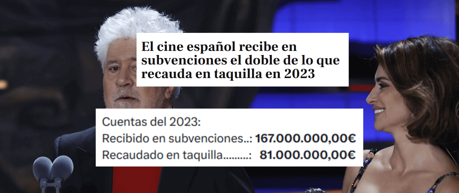 El cine español: datos de los ingresos y las subvenciones que ha recibido en los últimos años