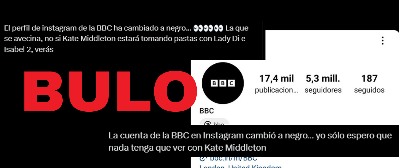 No, la imagen corporativa de la BBC no ha cambiado su color a negro por la supuesta muerte de Kate Middleton
