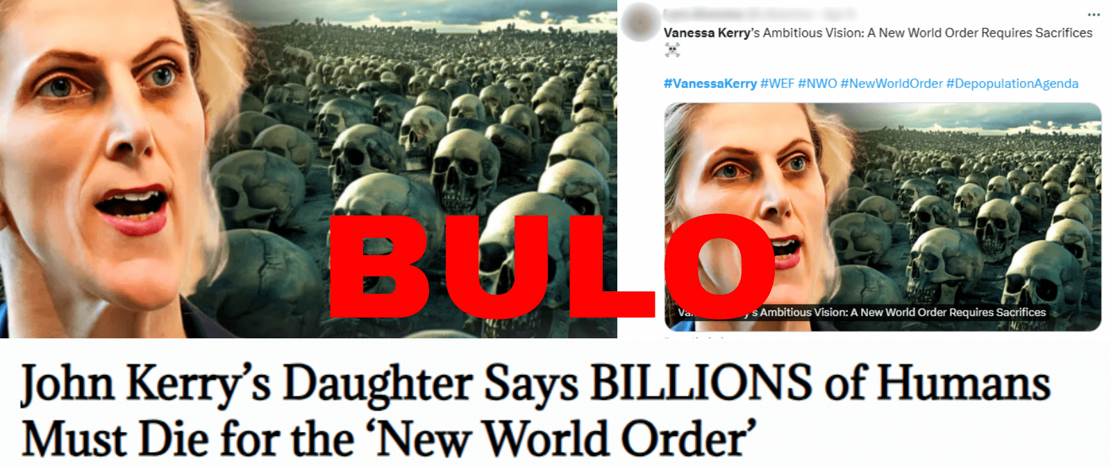 No, la hija de John Kerry, Vanessa Kerry, no ha dicho que billones de humanos deben morir para un “nuevo orden mundial”
