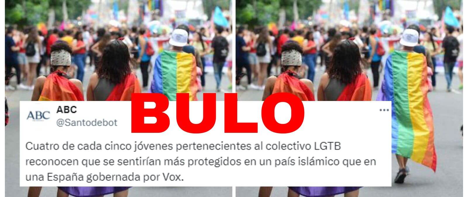 No, ABC no ha tuiteado que “cuatro de cada cinco jóvenes” del colectivo LGTBI “se sentirían más protegidos en un país islámico que en una España gobernada por Vox”
